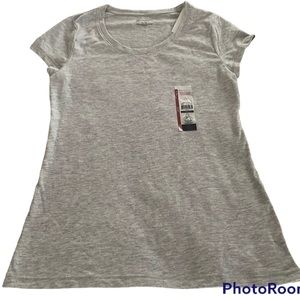 Gray Tee Shirt Rounded Collar Cap Sleeve M 7-9 Heather Grey Medium NEW Athletic